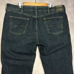 Lee Mens Relaxed Fit Straight Leg Blue Jeans size 42x30 Denim‎ Pants Zipper Fly